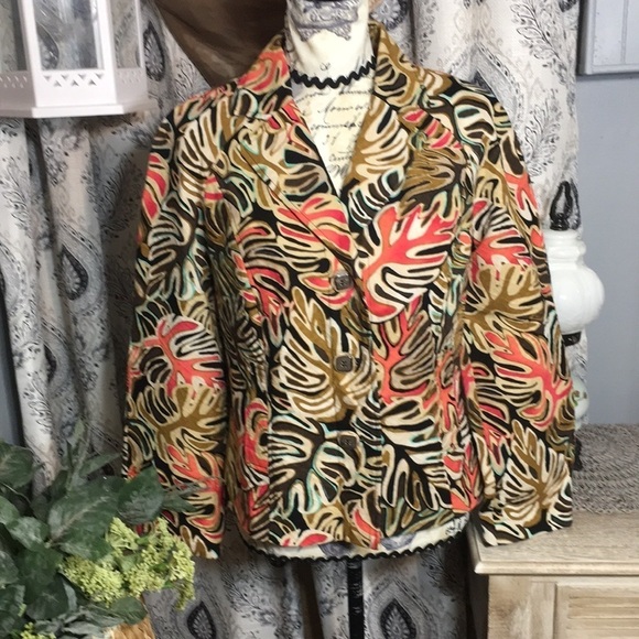 R-Q-T  tropical vibe button front blazer - Picture 1 of 8